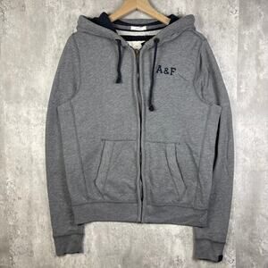 Y2K Abercrombie & Fitch Mens Grey Zip Up Hoodie M